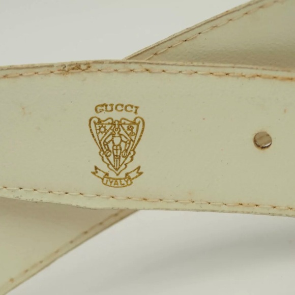 AUTHENTIC GUCCI VINTAGE MADE IN ITALY WHITE LEATHER LADIES' BELT with Dust bag - Picture 3 of 9